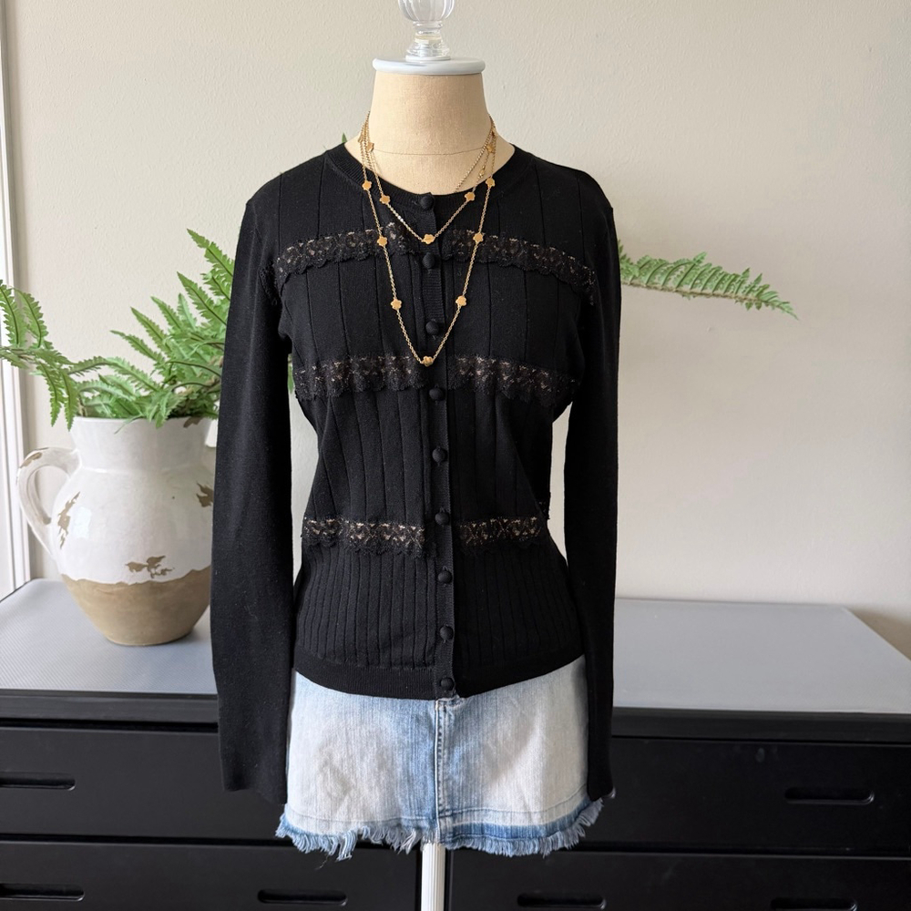 RED Valentino Black Lace cardigan size Small